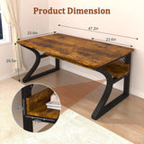 Computer Desk, 47'' Home Office Desks with Storage, Computer Desk with Metal Frame for Home Office
