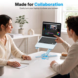 OMOTON LA10 360° Rotating Laptop Stand Riser Foldable for Desk, Sky Blue