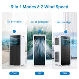 8,000 BTU Portable Air Conditioner – 3-in-1 AC Unit with Cooling, Dehumidifier & Fan for Rooms Up to 350 sq.ft. – Quiet Energy-Efficient Sleep Mode, 24-Hour Timer, Remote Control & Overheat Protection