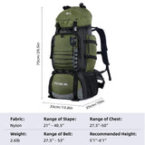 LibSkyln 90L Hiking Backpack, Camping Travel Backpack with Rain Cover Lightweight Travel Daypack for Climbing Camping Touring (Green)