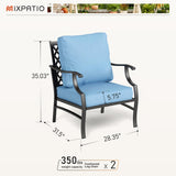 MIXPATIO, 2 Pack, Metal, Patio Chairs, 5.75" Cushions, High Back, Blue