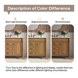 DELUXE LIVING 48 Inch Bathroom Vanity with Sink Combo, Classic Bathroom Cabinet with Countertop & Backsplash, Solid Wood Vanity with Soft Closing Doors & Dovetail Drawers, Ceramic Sink, Light Walnut