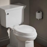 KOHLER Stonewood Quiet-Close, Elongated Toilet Seat Soft Close, Durable Wood, Easy Installation, Universal Fit, Home Essentials, White Finish, K-20466-0
