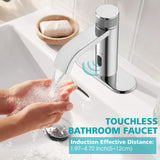 CDLODIN Automatic Sensor Touchless Bathroom Faucet, Manual Waterfall Faucets with Temperature Control Knob, Modern Chrome Sink Faucet Stainless Steel, Hands Free Lavatory Faucets for Single Hole