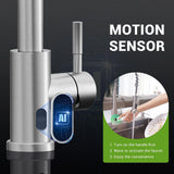 APPASO Touchless Kitchen Faucet, Motion Sensor Activated Hands-Free Smart Automatic Sink Faucet with Pull Down Sprayer Brushed Nickel, Battery-Powered