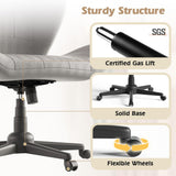 ZZW Criss Cross Chair with Wheels, Wide Cross Legged Office Chair Armless Comfy Desk Chair with Tall Back Vanity Chairs with Stress Relief