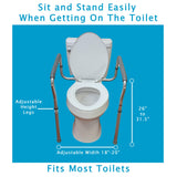 Carex Toilet Safety Rails, Adjustable and Detachable Toilet Safety Frame with Handles for Elderly, Handicap, or Disabled, Heavy-Duty Non-Slip Bathroom Grab Bar, with Padded Handles and Aluminum Frame