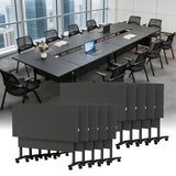 Folding Conference Table with Wheels, Mobile Modular Rolling Training Desk for School Classroom Office Meeting Library, Black 47.2 Inch