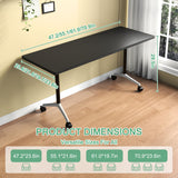 Modern Conference Table with Wheel,Modular Wooden Folding Conference Room Tables for 1-30 Person,Flip Top Meeting Training Table,for Office Seminar Dynamic Commercial Event Classroom(4,Black,47.2in)