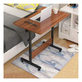 C-Shaped Bedside Laptop Desk with Adjustable Height, Mobile Rolling Table with Castors, Overbed Desk for Home Office, Reading, and Coffee(Sandalwood)