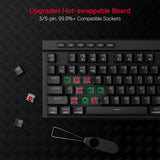 Wireless RGB Gaming Keyboard, 3-Modes 104 Keys Mechanical Keyboard w/Hot-Swap Socket Redragon