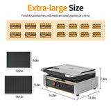 HTTSICHI Commercial Panini Press - 2200W Commercial Electric Panini Sandwich Grill w/Nonstick Coating & Adjustable Temp, Panini Grill Press w/ 14"x9" Cooking Pan, Double-sided Heating
