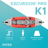 INTEX 68303EP Excursion Pro K1 Inflatable Kayak Set: Includes Deluxe 86in Kayak Paddles and High-Output Pump – SuperTough PVC – Adjustable Bucket Seat – 1-Person – 220lb Weight Capacity Intex