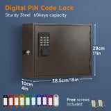 WeHere 60 Key Lock Box Wall Mount, Smart Key Cabinet with Keypad for Office