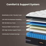 Medium Firm King Size Mattress, 14 inch Hybrid Mattress in a Box with Zoned Lumbar Support for Side Sleepers, Pressure Relief