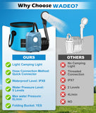 2026 Upgraded Portable Shower for Camping, Rechargeable Camping Shower Pump with 20L Collapsible Bucket, Camping Shower Light, IPX8 Waterproof Outdoor Shower for Camping, Hiking, Traveling, Washing