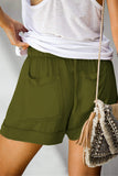 Daspkuwy Loose Fitting Shorts for Women Drawstring Casual Lightweight Women Summer Shorts with Pockets Elastic Waist Sage Green Shorts Women 3XL