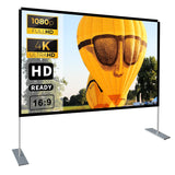 Projector Screen with Stand 100 inch 16:9 HD 4K Outdoor Projector Screen for Home Theater 3D Fast-Folding Portable Projection Screen Indoor Legs and Carry Bag Projector Movie Screen Wrinkle-Free