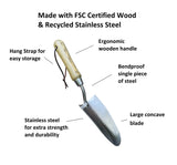 Garden Tool Set 3pc Hand Trowel Transplanter Cultivator – Heavy Duty Rust Resistant Stainless Steel