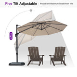 PURPLE LEAF Cantilever Umbrella 10 Feet Round Smooth 360° Rotation Beige