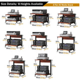 HiFi Fur MultiMa AV Cart with Wheels 2-Tier Wooden Sto Unit Sturdy Printer Table for Living Room Game Room & Office Black 50x40 cm