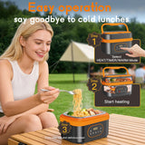 AKUDY Cordless Electric Lunch Box for Adults, 6.3-Cup Rechargeable Self Heating Lunch Box with Scheduled Heating & Automatic Keep Warm, Portable Food Warmer for Work, Office, Travel & Outdoor Use