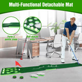 Golf Pong Game Set, Detachable Golf Pong Putting Mat with 8 Golf Balls, 2 Golf Cups & Flags (Green with Putter) KEMLDIVS