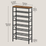 YATINEY 8 Tier Shoe Rack, Shoe Storage Organizer, Large Capacity Shoe Shelf Holds 32 Pairs of Shoes, Sturdy and Stable, for Entryway, Hallway, Closet, Dorm Room, Rustic Brown SS08BR