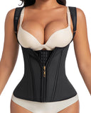 Waist Trainer for Women for Daily Wear, Faja Body Shaper Corset with Zipper and Adjustable Shoulder Straps, Faja Colombians, XS Black