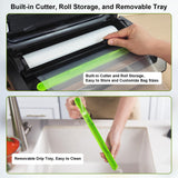 Gasbye 95kPa Precision Vacuum Sealer Machine, Double Heat Seal for Dry/Moist Food, Easy-Lock Handle, Built-in Bag Storage & Cutter, Progress Display, Pulse Mode, Removable Drip Tray, Silver