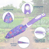 Purple Garden Tool Sets 10-Piece, Heavy Duty Gardening Hand Tools with Non-Slip Ergonomic Handle, Flower Print Garden Tool Bag
