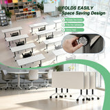 4 Pack Folding White Conference Table,47.2in Modular Mobile Training Table