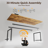 Mericonia 54 Inch Computer Desk with Power Outlets, 1.2" Thick Heavy Duty Industrial Office Desk