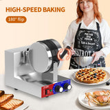 HTTSICHI Commercial Waffle Maker - Belgian Waffle Maker w/Non-stick Baking Pan and 550℉ Heating, 1200W Rotating Waffle Iron for 1.2" Thick