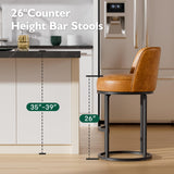 Ollega 26" Brown Counter Height Bar Stools Set of 4, Anti-Pinch Swivel