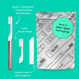 Quip Metal Sonic Electric Toothbrush for Adults - Time Travel & Soft Bristles with Travel Case & Replacement Brush Head - 3 Month Battery Life, Dusk Plum