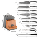 NANFANG BROTHERS 15-Pc Damascus Knife Set VG10 Steel Block