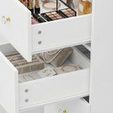 ECACAD 63" H Makeup Vanity Desk with Full Length Lighted Mirror, Large Vanity Table with 8 Drawers & 8 Open Shelves, Dressing Table with 3 Lighting Colors for Bedroom, White