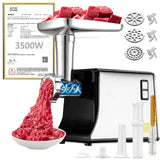 5.0 Upgrade Electric Meat Grinder【3500W Super Motor】【SGS Certified SUS304 Blade & Plate】3-Second Fast Meat Grinding, Perfect For Meat Grinders For Home Use (Black)