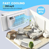 8000 BTU Window Air Conditioner, Window AC Unit 115V Cools Up to 350 Sq.Ft, Energy Saving with Remote & App Control & Timer, Perfect for Small Bedroom or Living Room, Easy Install Kit