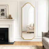 WallBeyond Arched Full Length Mirror Wall Mounted, 70"x24" Gold Metal Frame Full Body Mirror for Bedroom, Living Room, Hanging or Leaning Against Wall Full Size