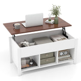 NAFORT Wood Lift Top Coffee Table, Adjustable Height Center Table with Hidden Storage and Open Shelves, Modern Lift Coffee Table for Living Room Office Reception Room