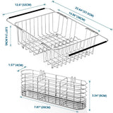 YZPGBT Large Dish Drying Rack in Sink Expandable, Adjustable304 Stainless Steel Metal Dish DrainerRack Organizer with Stainless Steel Utensil Holder Over Inside Sink Counter, Rustproof