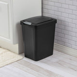 Sterilite 7.5 Gallon TouchTop Wastebasket with Lid that Opens with Touch, Conceals Trash in the Kitchen, Bathroom, Mudroom or Office, Black, 12-Pack