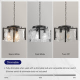 Modern Black Round Glass Chandelier,3 Light Entryway Pendant Lighting,Dining Room Lighting Fixtures Over Table,Vintage Drum Chandeliers for Kitchen Bedroom Living Room Stairwell Foyer Laundry Bathroom