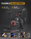Merach Exercise Bike, Magnetic Stationary Bike with Brake Pad and Exclusive App, Low Noise Indoor Cycling Bike with 300lbs Weight Capacity, Tablet Mount and Fitness Courses for Weight Loss