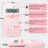Scientific Calculator, 2 Line Cute Scientific Math Calculator Function Calculator for Students Algebra Geometry Basic Caculator for Middle and High School Students College School Supplies (Pink-6ps)