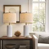 PoKat 23" Table Lamp, Farmhouse Bedside Lamps for Bedroom Set of 2, Ceramic End Table Lamps for Living Room, Traditional Nightstand Desk Lamps, Frosted White Lamps, Medium