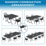 Rolling Folding Conference Table, Modular 61.0IN Pack of 4 Dark Grey-A for Office, School, Classroom, Library, Meeting, Seminar