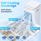 CENSTECH 25" Windowless Portable Air Conditioners w/Double Tanks for 16H Cooling, 3-IN-1 Evaporative Air Cooler, Remote&Smart Timer, 3 Speed&Mode, 120° Swing Swamp Cooler Air Conditioner for Bedroom